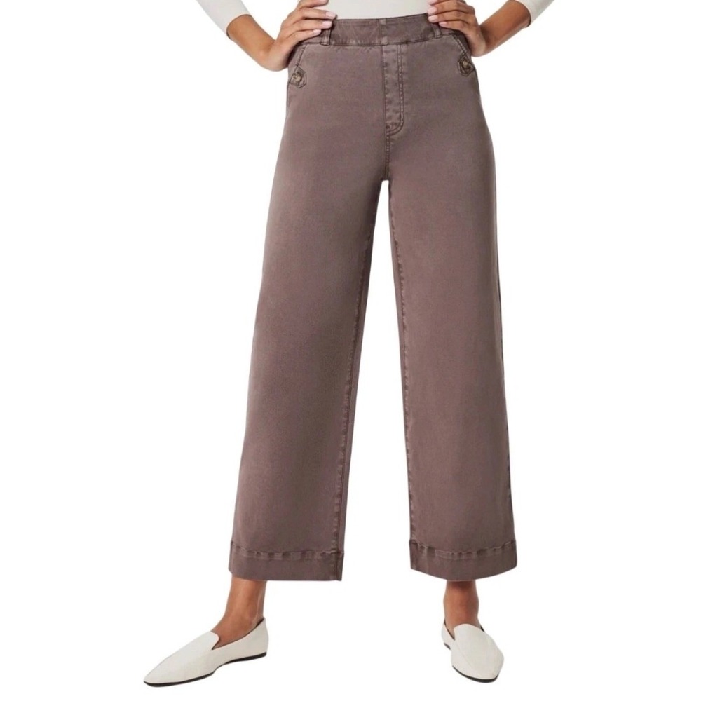 Spanx Women's Size XS Stretch Twill Cropped Wide Leg Pant in Light‎ Brown 20312R